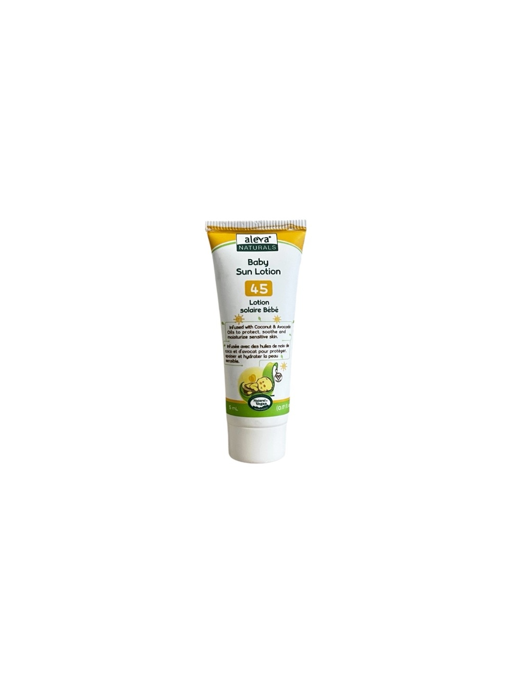Aleva Naturals Baby Sun Lotion SPF 45 Mini Travel Size 5 ml | New